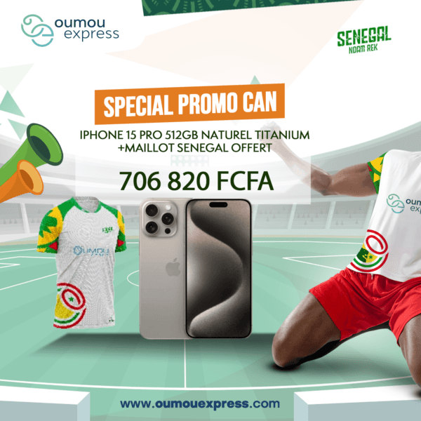 IPHONE 15 PRO 512GB NATUREL TITANIUM+MAILLOT SENEGAL OFFERT