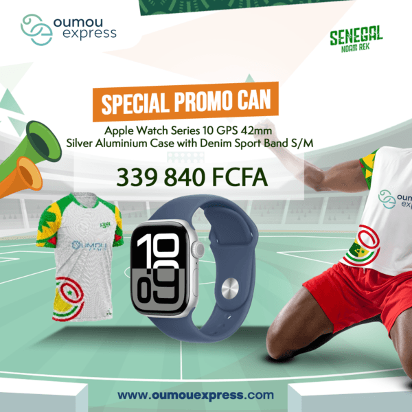 Apple Watch Series 10 GPS 42mm Silver Aluminium Case with Denim Sport Band S/M