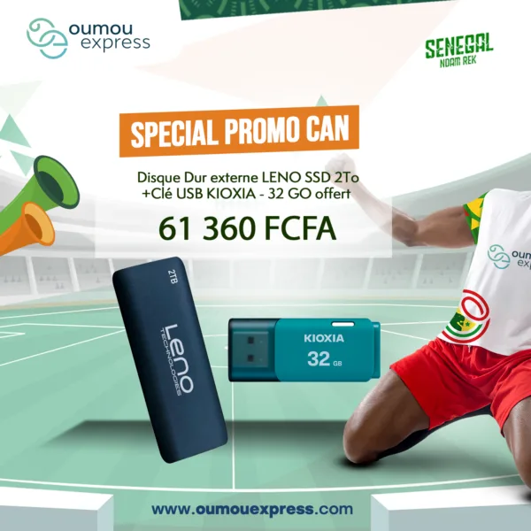 Disque Dur externe LENO SSD 2To+Clé USB KIOXIA - 32 GO