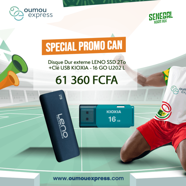 Disque Dur externe LENO SSD 2To+Clé USB KIOXIA - 16 GO U202 L