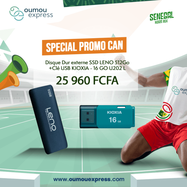 Disque Dur externe SSD LENO 512Go+Clé USB KIOXIA - 16 GO U202 L