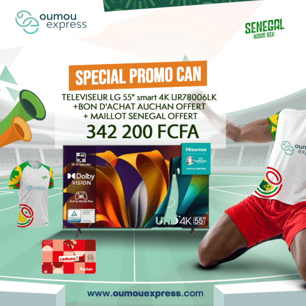 TELEVISEUR LG 55" smart 4K UR78006LK +BON D'ACHAT AUCHAN OFFERT + MAILLOT SENEGAL OFFERT