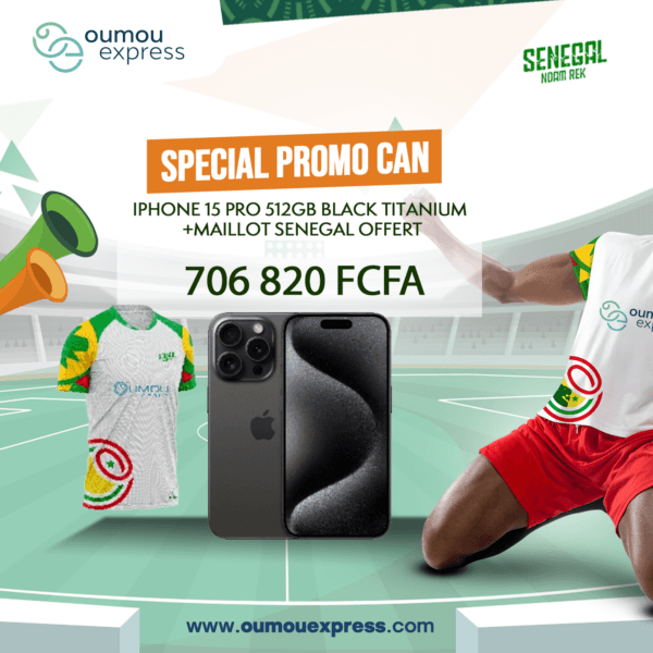 IPHONE 15 PRO 512GB BLACK TITANIUM +MAILLOT SENEGAL OFFERT