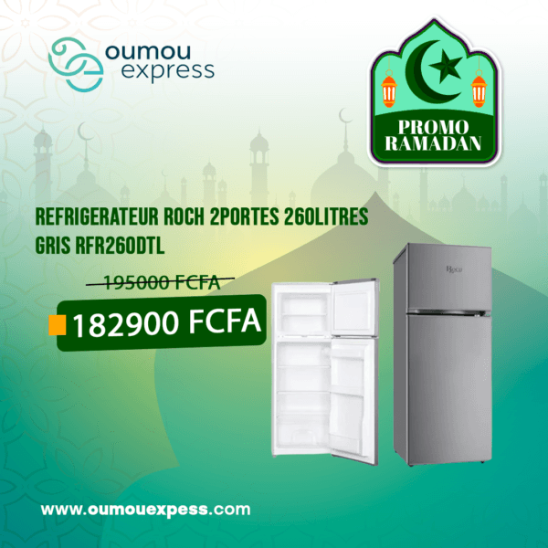 REFRIGERATEUR ROCH 2PORTES 26OLITRES GRIS RFR260DTL