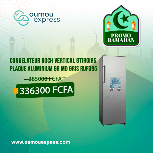 CONGELATEUR ROCH VERTICAL 8TIROIRS PLAQUE ALUMINIUM GR MD GRIS RUF395