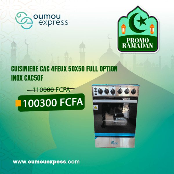 CUISINIERE CAC 4 FEUX 50X50 FULL OPTION INOX CAC5OF