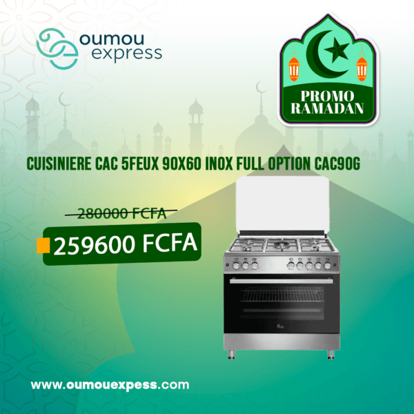 CUISINIERE TECHNOLUX 5FEUX 80X60 A GAZ INOX TEC80