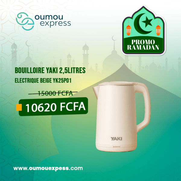 BOUILLOIRE YAKI 2, 5LITRES ELECTRIQUE BEIGE YK25P01