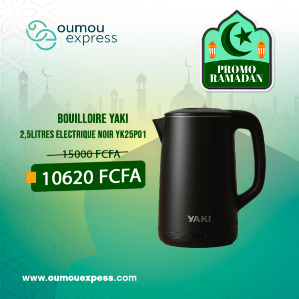 BOUILLOIRE YAKI 2,5LITRES ELECTRIQUE NOIR YK25P01