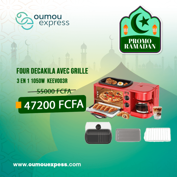 FOUR DECAKILA AVEC GRILLE 3 EN 1 1050W KEEVOO3R