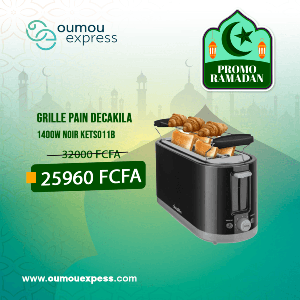 GRILLE PAIN DECAKILA 1400W NOIR KETSO11B