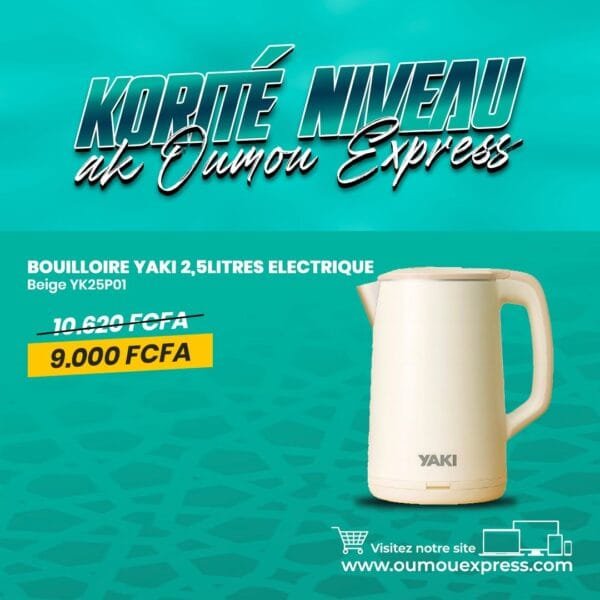 BOUILLOIRE YAKI 2,5LITRES ELECTRIQUE Beige YK25P01