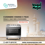 Cuisiniere Hisense 5 FEUX 90X60 A GAZ GRIS HFG90335RX