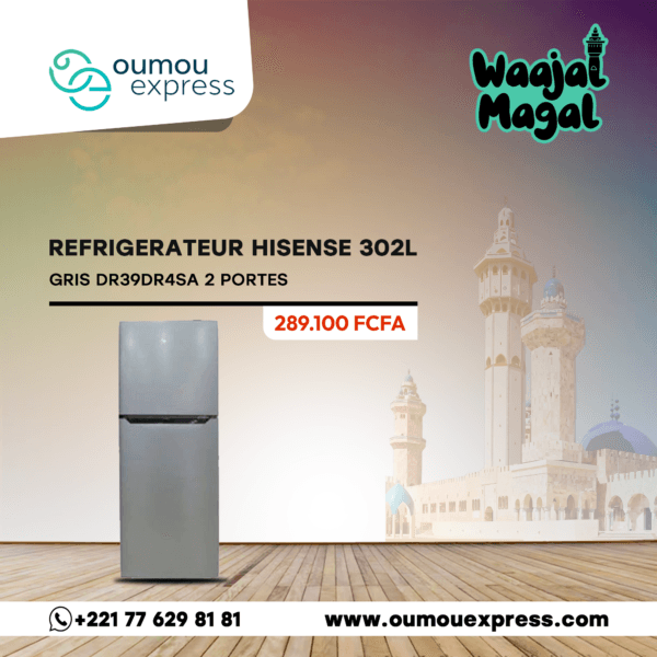 Refrigerateur Hisense 2 PORTES 302 LITRES GRIS DR39DR4SA