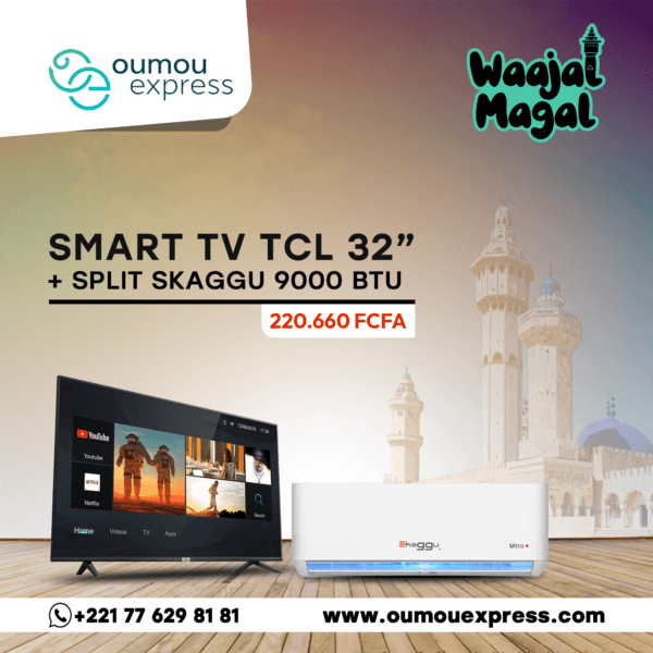 SMART TV TCL 32" + SPLIT SKAGGU 9000 BTU