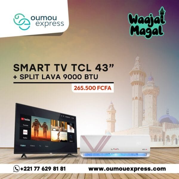 SMART TV TCL 43" + SPLIT LAVA 9000 BTU