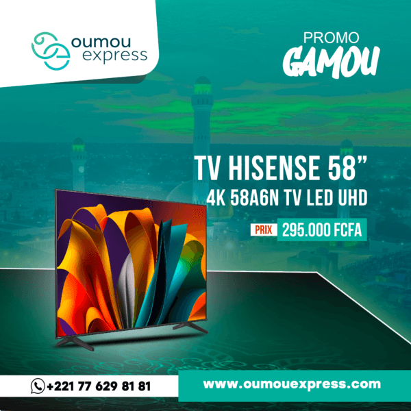 Hisense 4K 58A6N TV LED UHD 58 pouces