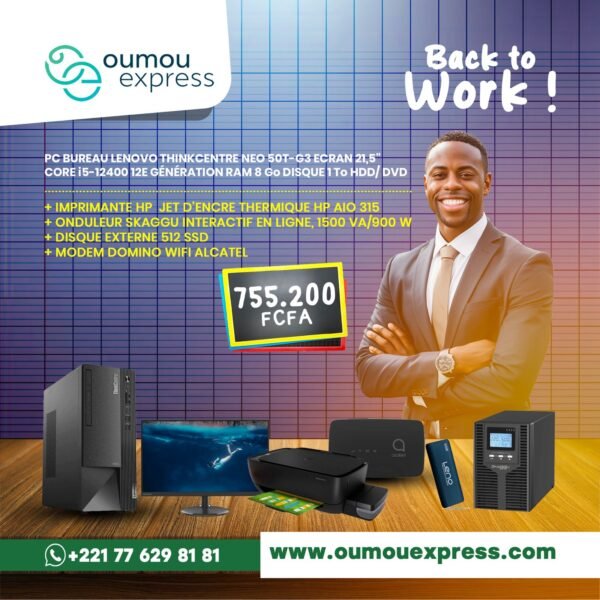 PC BUREAU LENOVO THINKCENTRE NEO 50T-G3 ECRAN 21,5"